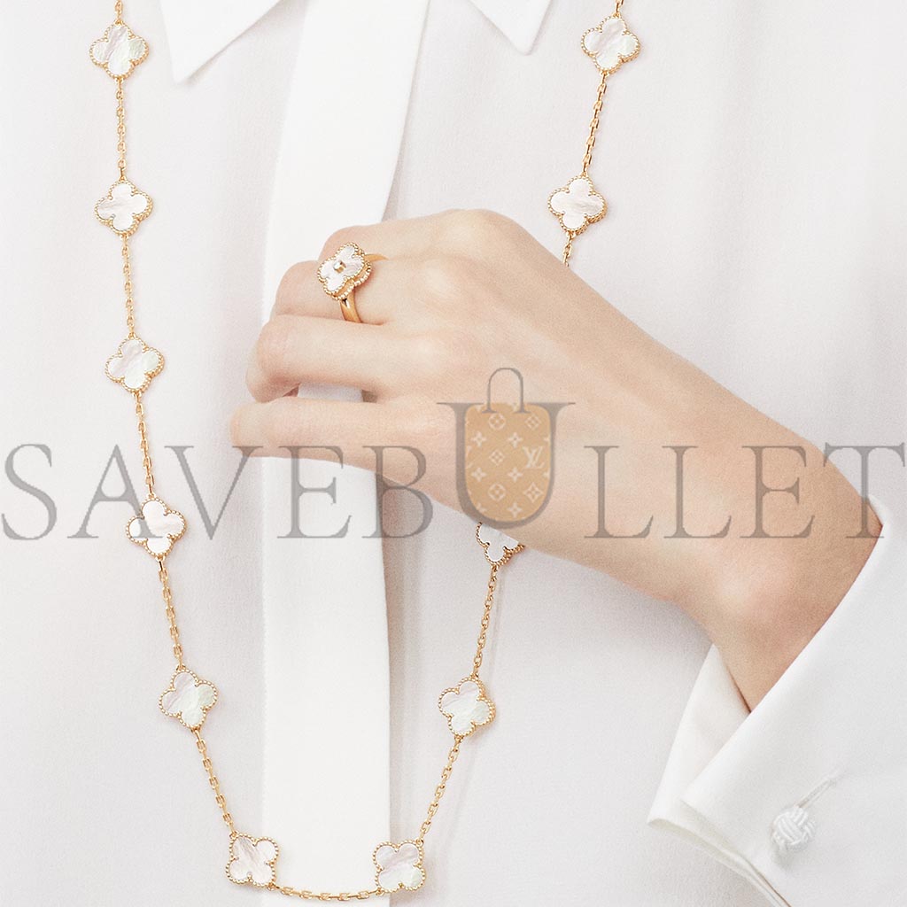 van cleef arpels vintage alhambra ring - yellow gold, Di*m*nd, mother-of-pearl  vcara41100